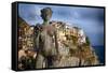 Woman Statue with Grapes, Manarola, Liguria, Italy-George Oze-Framed Stretched Canvas