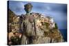 Woman Statue with Grapes, Manarola, Liguria, Italy-George Oze-Stretched Canvas