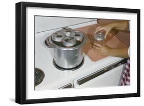 Woman Sterilizing Jars for Canning-William P. Gottlieb-Framed Photographic Print