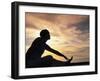 Woman Stretching by Sea, Ari Atoll, White Sands Island-Angelo Cavalli-Framed Photographic Print