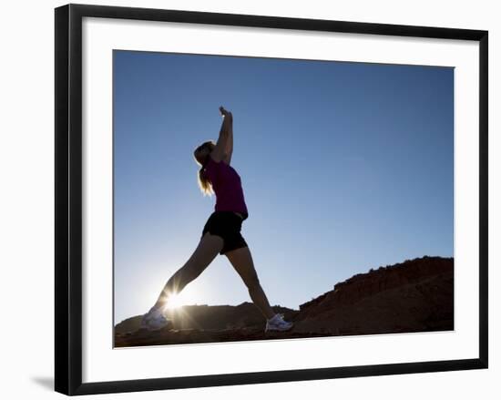 Woman Stretching, Monument Valley Navajo Tribal Park, Arizona Utah Border-Angelo Cavalli-Framed Photographic Print