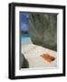 Woman Sunbathing on Beach Beween Rocks, Coco Island, Praslin, Seychelles, Indian Ocean, Africa-Bruno Barbier-Framed Photographic Print