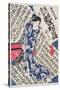 Woman Surrounded by Calligraphy-Utagawa Kunisada-Stretched Canvas