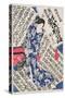 Woman Surrounded by Calligraphy-Utagawa Kunisada-Stretched Canvas