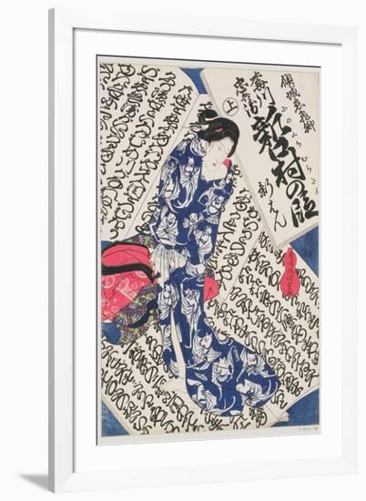 Woman Surrounded by Calligraphy-Utagawa Kunisada-Framed Giclee Print