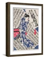 Woman Surrounded by Calligraphy-Utagawa Kunisada-Framed Giclee Print