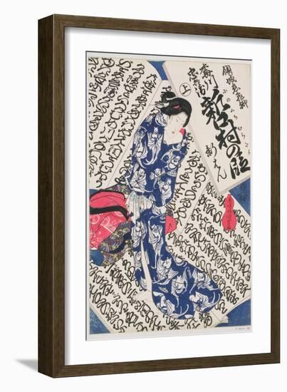 Woman Surrounded by Calligraphy-Utagawa Kunisada-Framed Giclee Print