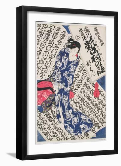 Woman Surrounded by Calligraphy-Utagawa Kunisada-Framed Giclee Print