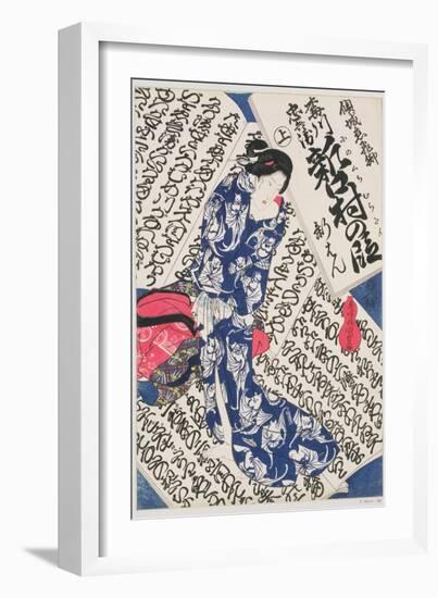 Woman Surrounded by Calligraphy-Utagawa Kunisada-Framed Giclee Print