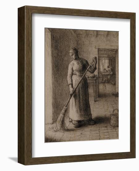 Woman Sweeping Her Home-Jean-François Millet-Framed Giclee Print