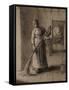 Woman Sweeping Her Home-Jean-François Millet-Framed Stretched Canvas