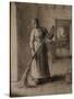 Woman Sweeping Her Home-Jean-François Millet-Stretched Canvas