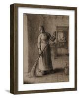 Woman Sweeping Her Home-Jean-François Millet-Framed Giclee Print