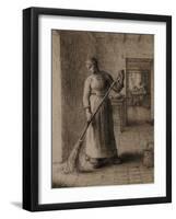 Woman Sweeping Her Home-Jean-François Millet-Framed Giclee Print