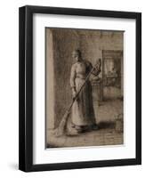 Woman Sweeping Her Home-Jean-François Millet-Framed Giclee Print