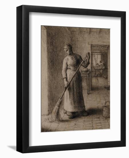 Woman Sweeping Her Home-Jean-François Millet-Framed Giclee Print