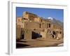 Woman Sweeping Up, in Front of the Adobe Buildings, Dating from 1450, Taos Pueblo, New Mexico, USA-Westwater Nedra-Framed Photographic Print