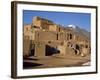 Woman Sweeping Up, in Front of the Adobe Buildings, Dating from 1450, Taos Pueblo, New Mexico, USA-Westwater Nedra-Framed Photographic Print