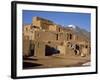 Woman Sweeping Up, in Front of the Adobe Buildings, Dating from 1450, Taos Pueblo, New Mexico, USA-Westwater Nedra-Framed Photographic Print