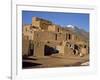 Woman Sweeping Up, in Front of the Adobe Buildings, Dating from 1450, Taos Pueblo, New Mexico, USA-Westwater Nedra-Framed Photographic Print