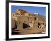 Woman Sweeping Up, in Front of the Adobe Buildings, Dating from 1450, Taos Pueblo, New Mexico, USA-Westwater Nedra-Framed Photographic Print