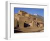 Woman Sweeping Up, in Front of the Adobe Buildings, Dating from 1450, Taos Pueblo, New Mexico, USA-Westwater Nedra-Framed Photographic Print