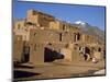 Woman Sweeping Up, in Front of the Adobe Buildings, Dating from 1450, Taos Pueblo, New Mexico, USA-Westwater Nedra-Mounted Photographic Print