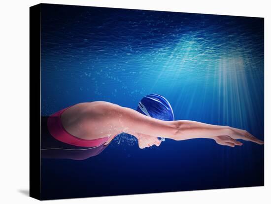 Woman Swimmer-Federico Caputo-Stretched Canvas