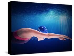 Woman Swimmer-Federico Caputo-Stretched Canvas