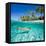 Woman Swimming in a Clear Tropical Waters in Front of Exotic Island-BlueOrange Studio-Framed Stretched Canvas
