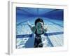 Woman Swimming Underwater in a Swimming Pool-null-Framed Photographic Print