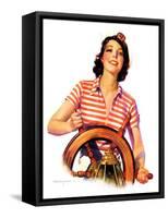 "Woman Takes the Wheel,"October 14, 1933-Robert C. Kauffmann-Framed Stretched Canvas