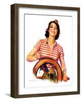 "Woman Takes the Wheel,"October 14, 1933-Robert C. Kauffmann-Framed Giclee Print