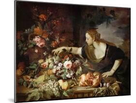 Woman Taking Fruit-Abraham Brueghel-Mounted Giclee Print