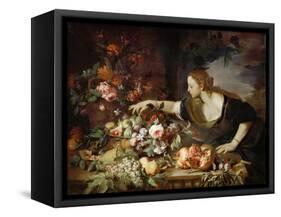Woman Taking Fruit-Abraham Brueghel-Framed Stretched Canvas