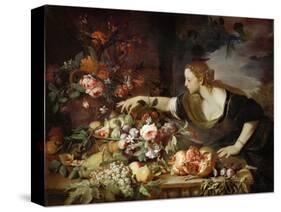 Woman Taking Fruit-Abraham Brueghel-Stretched Canvas