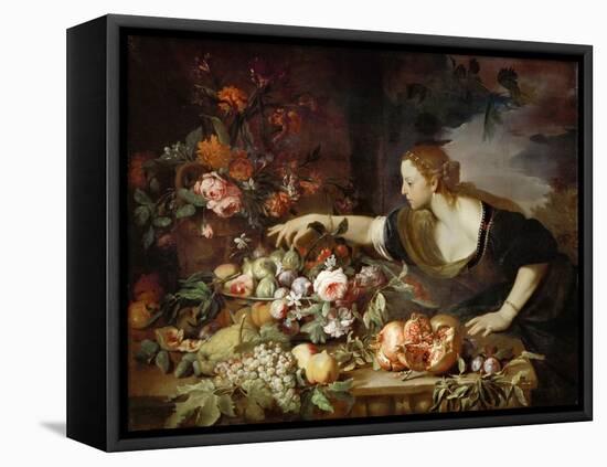 Woman Taking Fruit-Abraham Brueghel-Framed Stretched Canvas