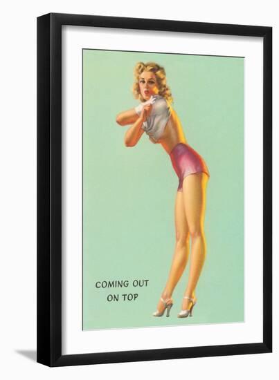 Woman Taking Off T-Shirt-null-Framed Art Print