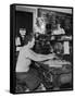 Woman Taking Train Orders-Peter Stackpole-Framed Stretched Canvas