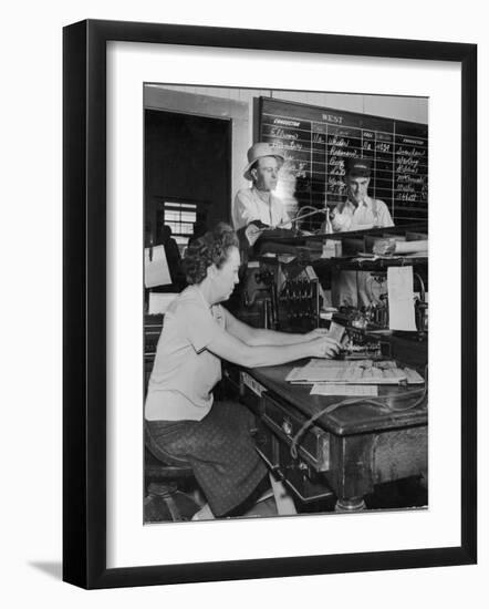 Woman Taking Train Orders-Peter Stackpole-Framed Photographic Print