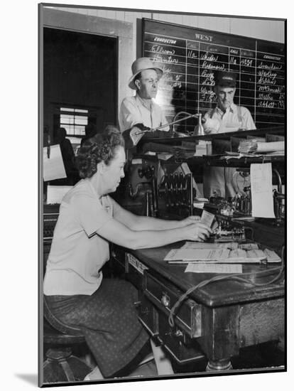 Woman Taking Train Orders-Peter Stackpole-Mounted Photographic Print