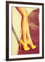 Woman Tan Legs In High Heel Yellow Shoes Outdoor Shot Summer Day-coka-Framed Art Print