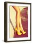 Woman Tan Legs In High Heel Yellow Shoes Outdoor Shot Summer Day-coka-Framed Art Print