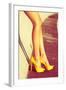 Woman Tan Legs In High Heel Yellow Shoes Outdoor Shot Summer Day-coka-Framed Art Print