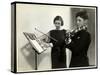 Woman Teaching a Blind Young Man to Play the Violin at the New York Associa-Byron Company-Stretched Canvas