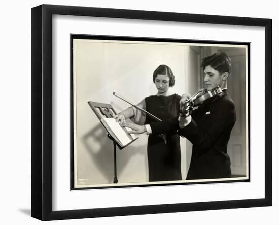 Woman Teaching a Blind Young Man to Play the Violin at the New York Associa-Byron Company-Framed Giclee Print