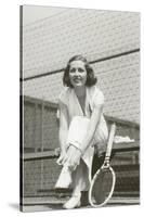 Woman Tennis Player Adjusting Stocking-null-Stretched Canvas