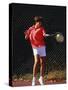 Woman Tennis Player in Action-null-Stretched Canvas