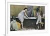 Woman Testing Water Temperature in Bathtub-null-Framed Giclee Print