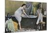 Woman Testing Water Temperature in Bathtub-null-Mounted Giclee Print